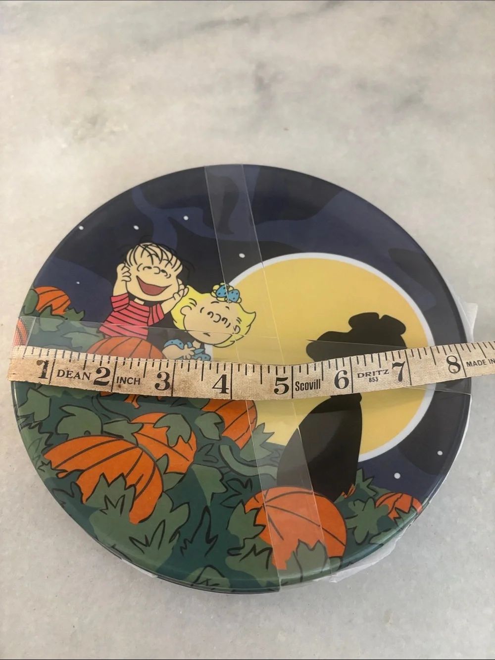 Zrike Peanuts Great Pumpkin Charlie Brown 8in Melamine Dessert Plates Set 4